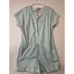 Vineyard Vines Seersucker Stripe Romper Women’s Small Blue White Short Sleeve
